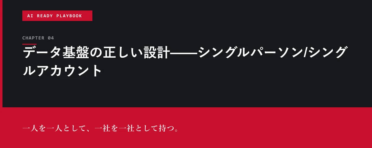 AI Ready Playbook 第4章 データ基盤の正しい設計——シングルパーソン/シングルアカウント