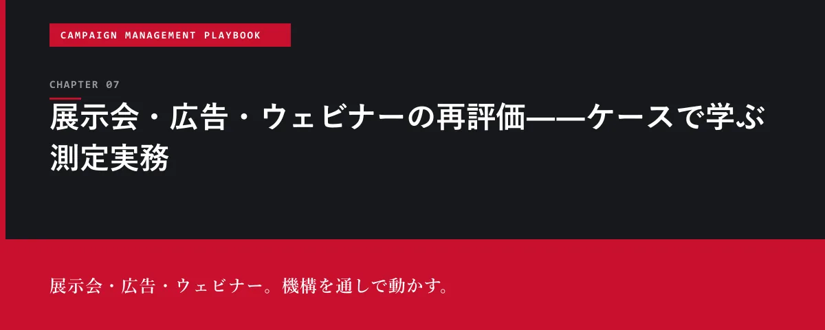 Campaign Management Playbook 第7章 展示会・広告・ウェビナーの再評価――ケースで学ぶ測定実務