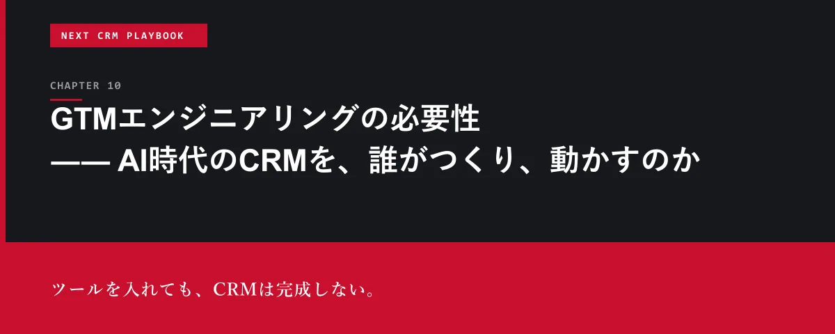NEXT CRM Playbook 第10章 GTMエンジニアリングの必要性 ―― AI時代のCRMを、誰がつくり、動かすのか